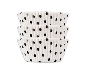 25 pc set white with black polka dot cupcake liners muffin - designer cupcake liners from bakell