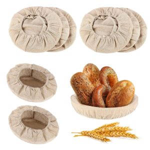 jzsmy 8pack 8inch round sourdough banneton proofing basket covers, natural rattan, cotton, 8 pieces