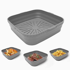 air fryer silicone liners - air fryer silicone pot - reusable airfryer basket air fryer inserts for oven microwave accessories 8.1 inch air fryer liner paper for 5qt-bigger (grey)