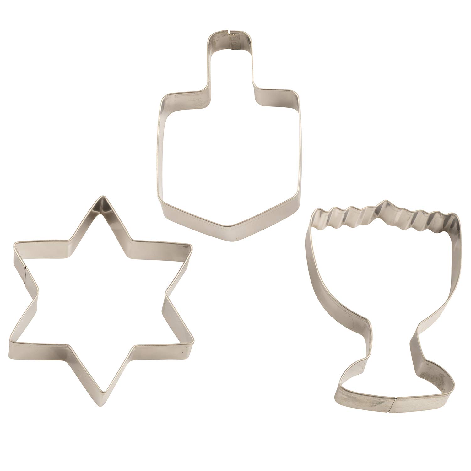 Rite Lite Set of 3 Chanukah Cookie Cutters Sheets - Dreidel, Menorah, Star of David Design, Jewish New Year Holiday Party Favors Hanukkah Hostess Gifts, Goodie Bag Rewards, Cooking Kitchen Accessories