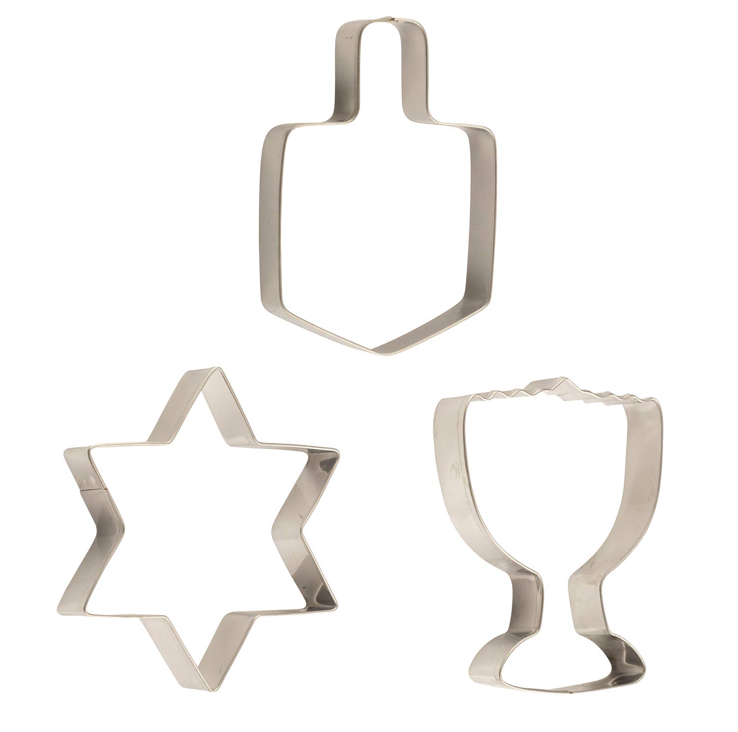 Rite Lite Set of 3 Chanukah Cookie Cutters Sheets - Dreidel, Menorah, Star of David Design, Jewish New Year Holiday Party Favors Hanukkah Hostess Gifts, Goodie Bag Rewards, Cooking Kitchen Accessories