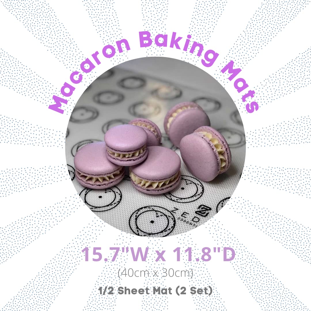 Zeddy Essentials Silicone Macaron Baking Mat With Three Macaron Templates, 2 Set, Non-Stick, Food Safe