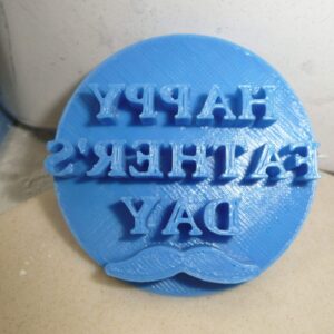YNGLLC HAPPY FATHERS DAY WORDS WITH MUSTACHE BLOCK FONT COOKIE STAMP EMBOSSER BAKING TOOL 3D PRINTED MADE IN USA PR4196, Blue