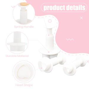 FVVMEED 3 Pieces Heart Biscuit Cutters Plunger Cutter Cookie Stamps Fondant Molds White Flower Embossing Spring Mold Printed Presses Mooncake Cupcake Gum Paste Sugar Craft Decorating Baking Tool