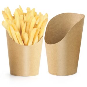 50pcs french fries box, 14oz disposable take-out party baking supplies waffle paper popcorn boxes, sandwich kraft paper cups holder french fry paper holder wedding food trays paper cones