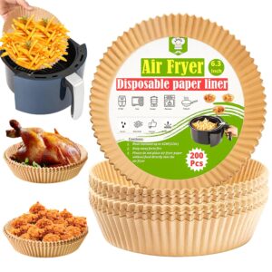 lavit 200 pcs(6.3 inches) air fryer disposable paper liners - baking paper liner for air fryer.round non stick parchment paper for baking and microwave -food grade oil proof and waterproof air fryer.