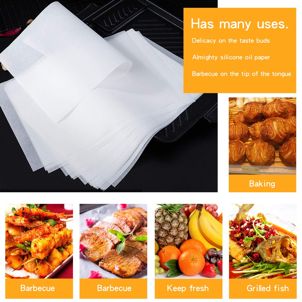 Parchment Sheets (200Pcs), 10 x 14 Inches Non-Stick Precut Baking Parchment Paper for Baking Cookies, Bread, Meat