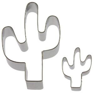 2 piece cactus 4.25 inch and mini cactus 2 inch cookie cutter set from the cookie cutter shop – tin plated steel cookie cutter – made in the usa