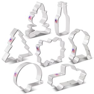 Father's Day Camping Cookie Cutters 7-Pc. Set Made in the USA by Ann Clark, Camper, Campfire, Grill, Pine Tree, Beer/Soda Bottle, and more