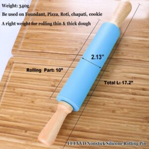 Rolling Pin Pastry Mat, Silicone Rolling Pins for Baking, Thick Nonstick Silicone Mat - Large Rolling Pin, 17” Pastry Roller Dough Roller chapati rolling board, Roti Mat Roller Pie Mat for Rolling