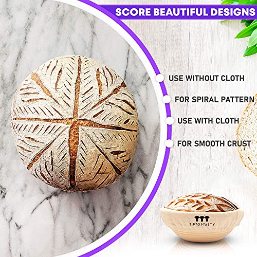 TipTopTasty 9 Inch Round Rattan Bread Proofing Basket with Liner for Sourdough Loaf - Bakery-Grade Brotform for Rising and Shaping Your Dough