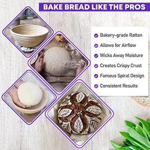 TipTopTasty 9 Inch Round Rattan Bread Proofing Basket with Liner for Sourdough Loaf - Bakery-Grade Brotform for Rising and Shaping Your Dough