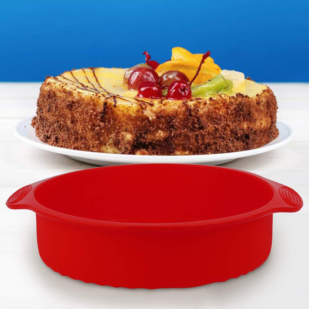 Demeras Cake Baking Pan 11inch Cake Mould Silicone for Cheesecake (red)