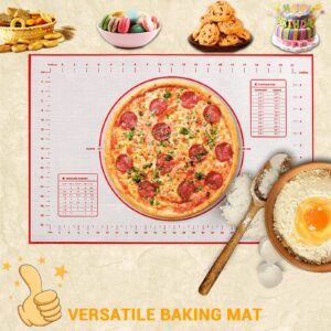 Silicone Baking Mat, Qidoe (16"x 24") Extra Thick Non Stick Baking Mat with Measurement Fondant Mat/Dough Rolling Mat/Counter Mat/Pizza Mat/Oven Liner/Pie Crust Mat Large Non Slip Cooking Pastry Mat