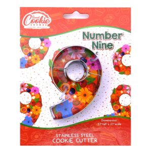 number nine (9) cookie cutter, premium food-grade stainless steel, dishwasher safe (9)