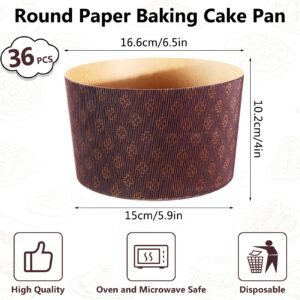 36 Pcs Panettone Paper Mold Easter Bread Paper Molds Corrugated Panettone Paper Pan Mold Easter Disposable Round Baking Molds for Kitchen Baking Bread Muffin Cupcake(Brown, 6.5 x 5.9 x 4.0 Inch)