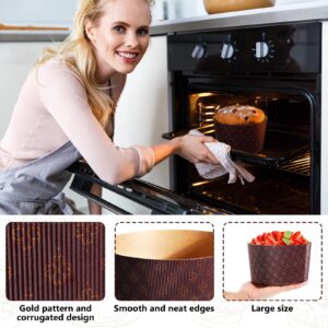 36 Pcs Panettone Paper Mold Easter Bread Paper Molds Corrugated Panettone Paper Pan Mold Easter Disposable Round Baking Molds for Kitchen Baking Bread Muffin Cupcake(Brown, 6.5 x 5.9 x 4.0 Inch)