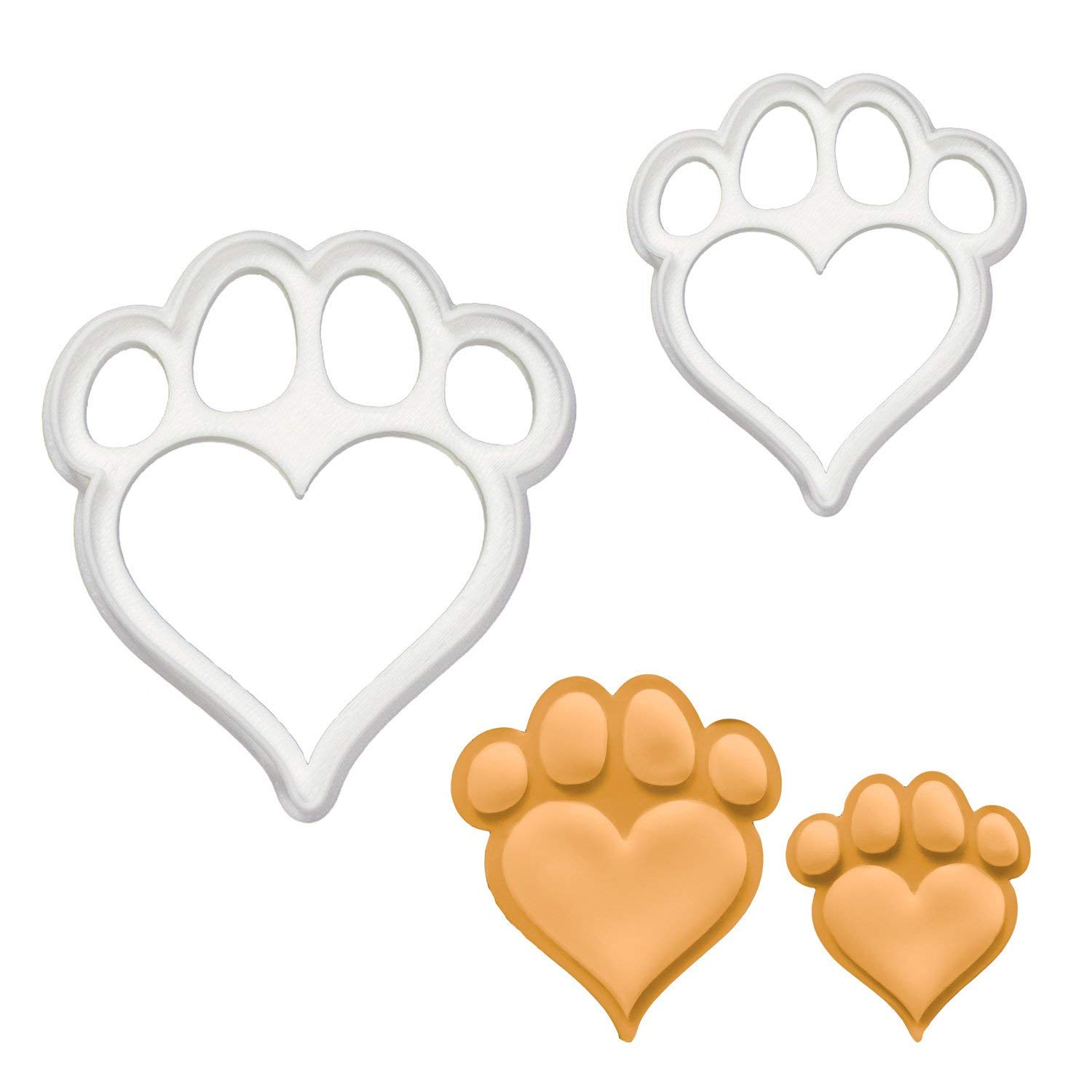 Set of 2 Heart Paw cookie cutters (Small and Large size), 2 pieces - Bakerlogy