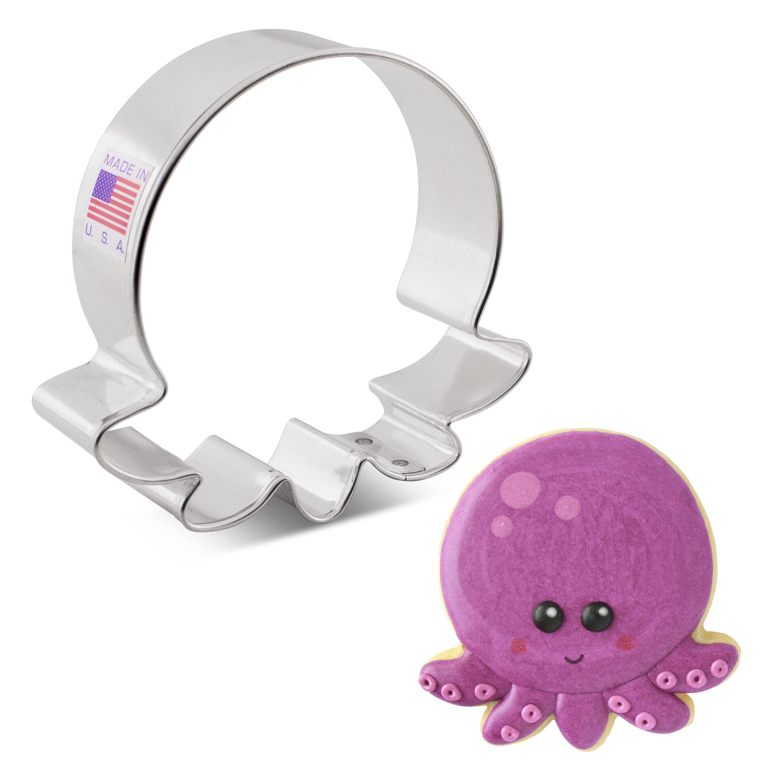 Cute Octopus Cookie Cutter, 3" Made in USA by Ann Clark