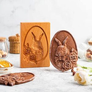 wooden cookie molds, wooden cookie biscuit mold baking cookie mold wooden carved mold cookie cutter embossing mold, diy shapes cookie stamp,gingerbread mold,pine cone mold (rabbit)