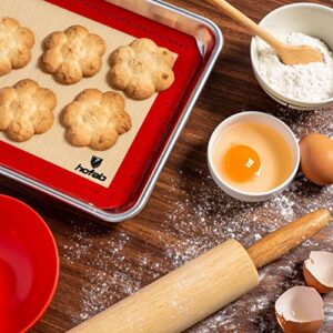 hofab 2pcs silicone baking mat, non-stick reusable baking mat for macarons/pastries/cookies-(1 macaron silicone mat 1 unpatterned silicone mat)11.6"x16.5"