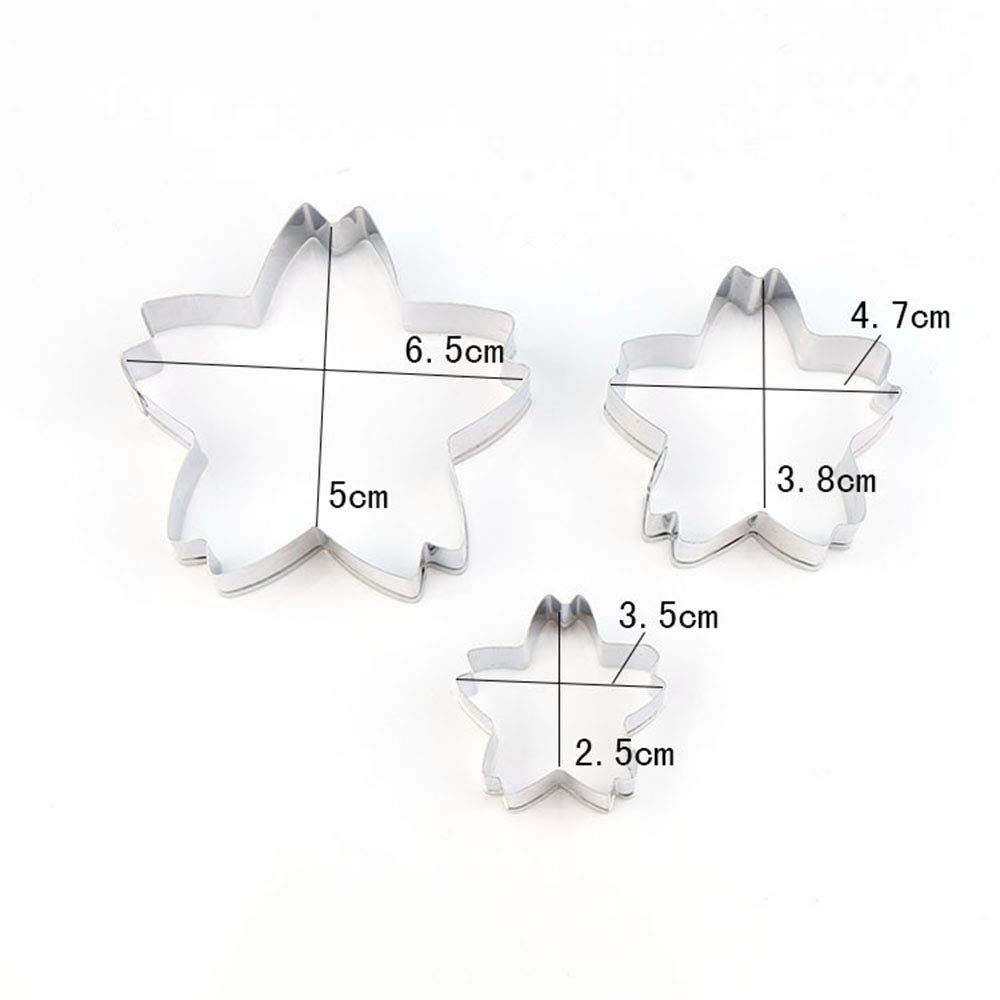 MoonyLI Stainless Steel Cookie Cutter Set,3Pcs Cherry Blossom Petals Mould Fondant Cake Cookie Cutter Set Pastry Mold