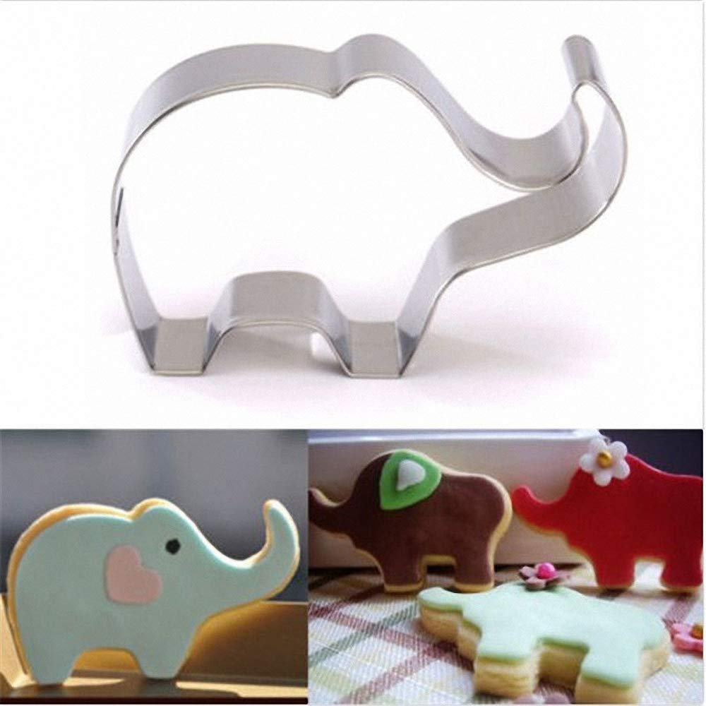 6Pcs/Set Elephant Silicone Molds & Stainless Steel Cookie Cutters for Baby Shower, Elephant Fondant Gum Paste Cake Topper Decoration Tools Boy Girl Baby Shower Birthday Party Favors Supplies