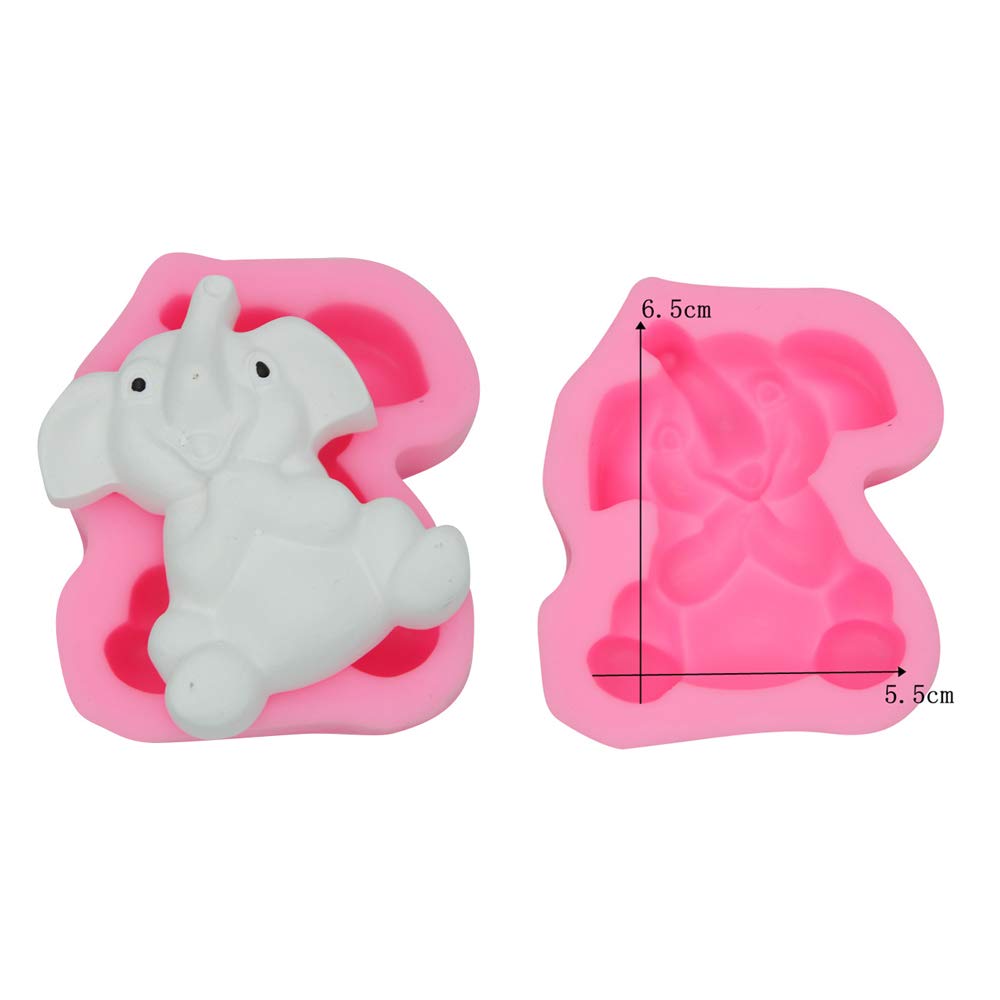 6Pcs/Set Elephant Silicone Molds & Stainless Steel Cookie Cutters for Baby Shower, Elephant Fondant Gum Paste Cake Topper Decoration Tools Boy Girl Baby Shower Birthday Party Favors Supplies