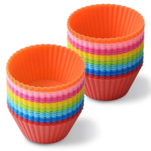 newk reusable silicone baking cups, 48 packs nonstick food grade silicone cupcake liners, muffins cup molds - 8 colors