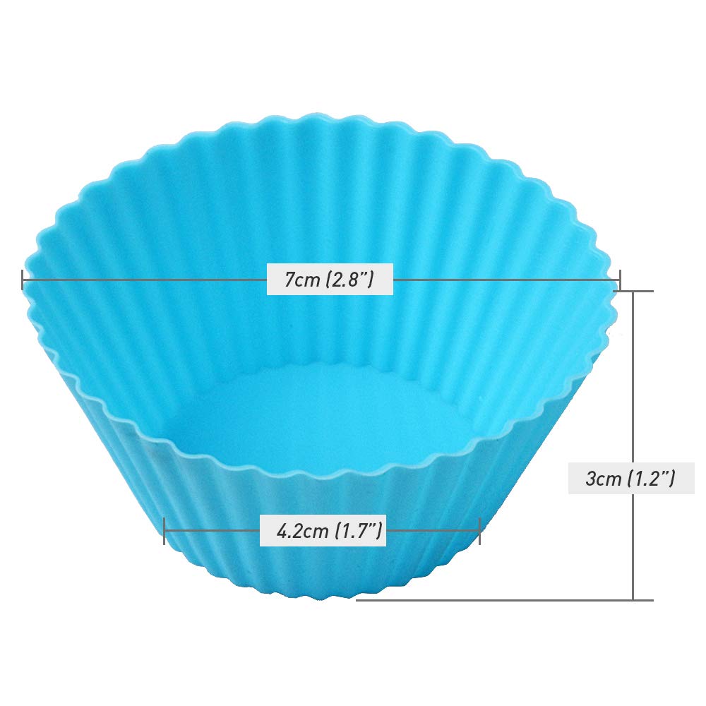 Newk Reusable Silicone Baking Cups, 48 Packs Nonstick Food Grade Silicone Cupcake Liners, Muffins Cup Molds - 8 Colors