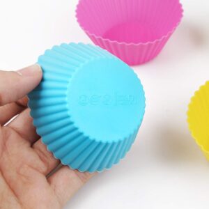 Newk Reusable Silicone Baking Cups, 48 Packs Nonstick Food Grade Silicone Cupcake Liners, Muffins Cup Molds - 8 Colors