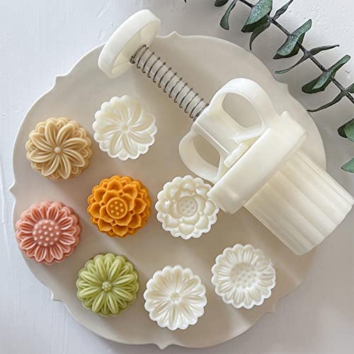 BYNNIX Mooncake Mold, 20g Cute Flower Shape Plastic Mooncake Molds Moon Cake Mold DIY Baking Accessories Kitchen Gadget for Mid-Autumn Festival