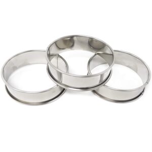 Honbay 4PCS Stainless Steel Muffin Rings Double Rolled Tart Rings Mousse Rings Mini Cake Mold Crumpet Baking Ring Mold For Kitchen Bakery (80mm/3.15")