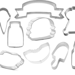 BBQ Grill Cookout Party Cookie Cutter 9 Piece Set from The Cookie Cutter Shop - BBQ Grill, Hamburger, Hot Dog, Mason Jar, Watermelon Cookie Cutters – Tin Plated Steel Cookie Cutters