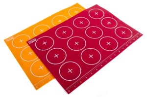 kitchen + home silicone baking mats - set of 2 non-stick, bpa free food grade silicone mat liners for half-size cookie sheet with measurements