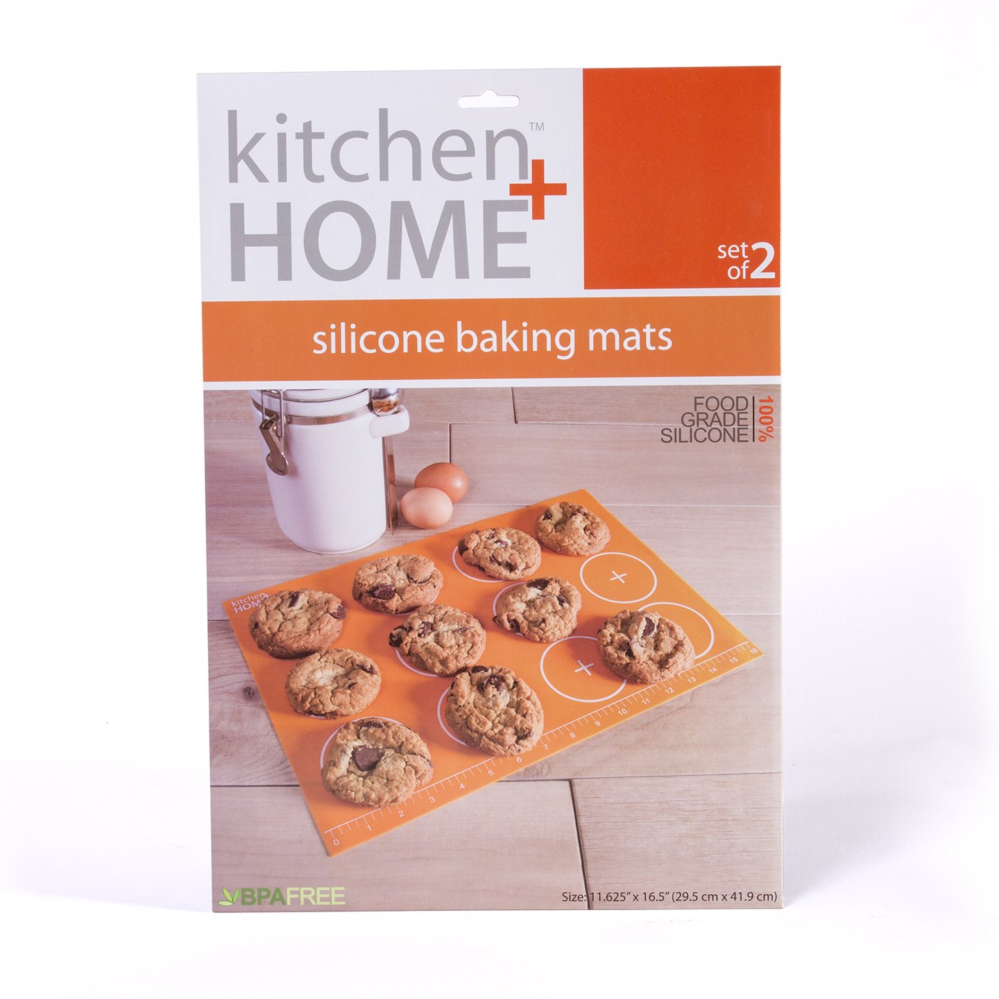 Kitchen + Home Silicone Baking Mats - Set of 2 Non-stick, BPA Free Food Grade Silicone Mat Liners for Half-Size Cookie Sheet with Measurements