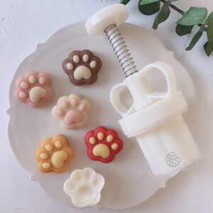 animal mid-autumn mooncake press mold, hand-pressed stamp dessert diy, mooncake puff pastry press mold with 1 printed flower diy (1 kitten paw stamp-1)