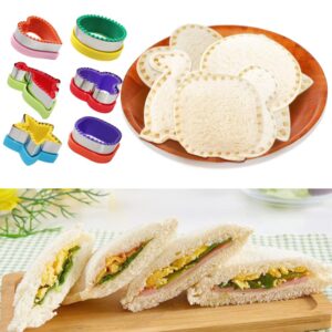 32 Pcs Sandwich Cutter Set, FineGood Sandwich Cutter and Sealer Cookie Cutters Vegetable Fruit Cutters Shapes for Kids with Food Picks Brush