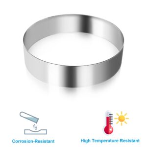 RHBLME 4PCS Cake Ring 8 Inch, Round Cake Rings for Baking, 304 Seamless Stainless Steel Mirror coating Mousse Mould, No Welding Seam Cheese Cake Mousse Ring (2-Inch Height)