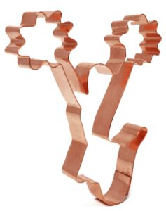 jumping cheerleader metal sports cookie cutter 5 x 4 inches - handcrafted copper cookie cutter by the fussy pup