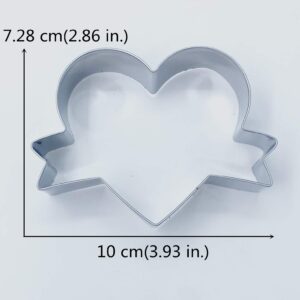 LILIAO Wedding Heart with Ribbon Cookie Cutter Fondant Biscuit Cutter for Birthday/Valentine's Day/Mother's Day/Baby Shower - 4 x 2.8 inches - Stainless Steel