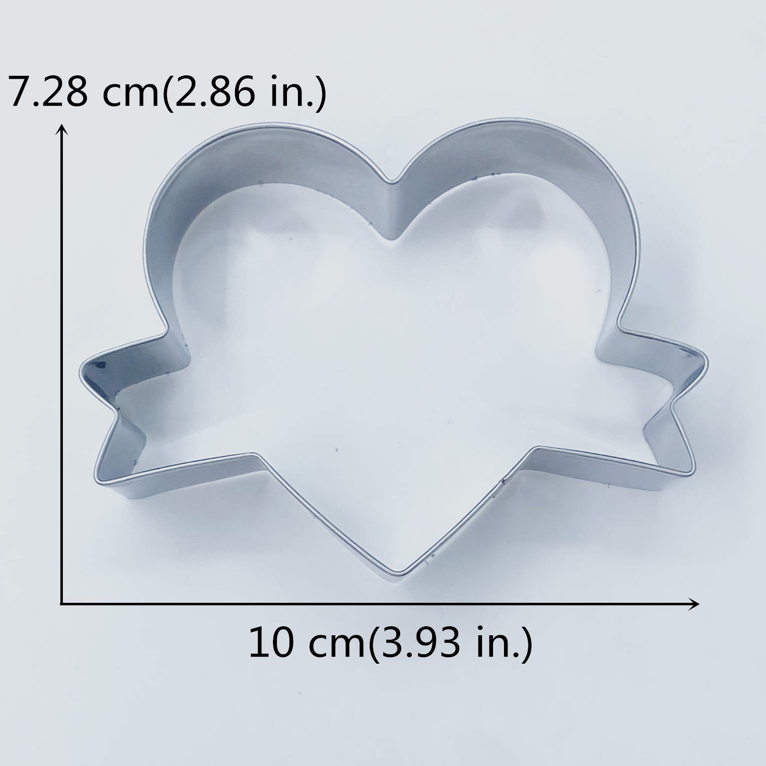 LILIAO Wedding Heart with Ribbon Cookie Cutter Fondant Biscuit Cutter for Birthday/Valentine's Day/Mother's Day/Baby Shower - 4 x 2.8 inches - Stainless Steel