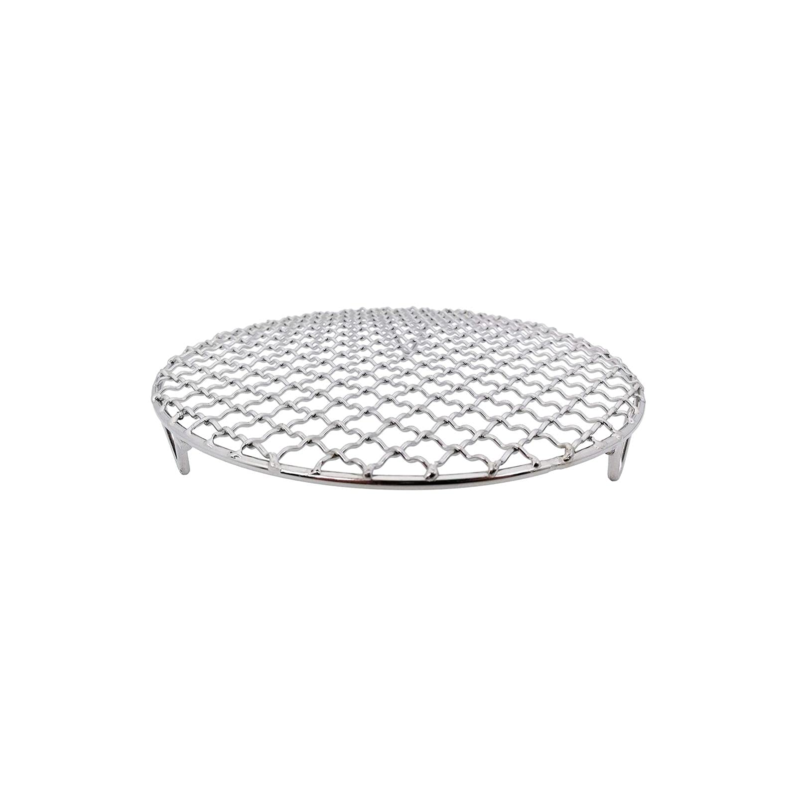 Chris-Wang 1Pack Multi-Purpose Round Stainless Steel Cross Wire Steaming Cooling Barbecue Rack/Carbon Baking Net/Grill/Pan Grate with Legs(7 Inches Dia)