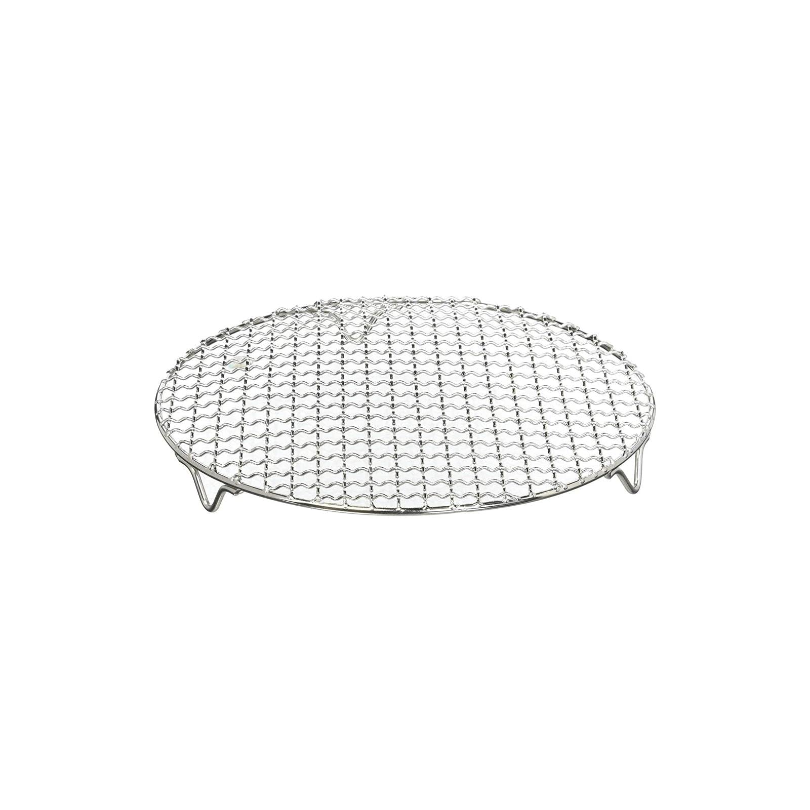 Chris-Wang 1Pack Multi-Purpose Round Stainless Steel Cross Wire Steaming Cooling Barbecue Rack/Carbon Baking Net/Grill/Pan Grate with Legs(7 Inches Dia)