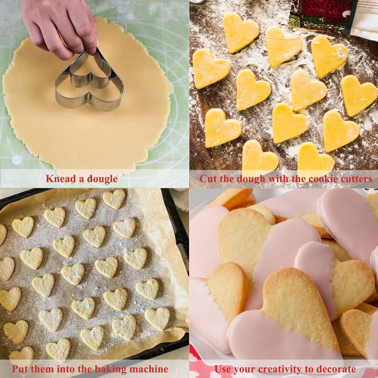 TINGSING Heart Cookie Cutter, 7 Piece Valentines Heart Shaped Cookie Cutters-4.25'', 3.85'', 3.26'', 2.87'', 2.48'', 2.24'',1.97'' Stainless Steel Fondant Biscuit Cutters Mold for Wedding, Anniversary