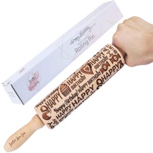 happy birthday embossed rolling pin i extra deep engraved rolling pin for cookies i rolling pin with design for baking i embossing rolling pin | rolling pin made of beech wood i baking rolling pin