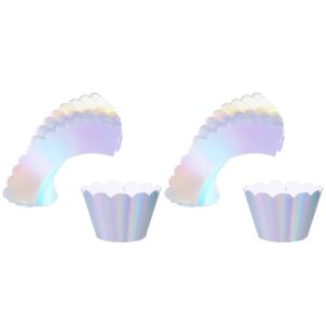 abaodam 48 pcs rainbow cupcake liners cupcake wrappers holders muffin liners baking cups for wedding birthday baby showers decoration