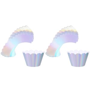 Abaodam 48 Pcs Rainbow Cupcake Liners Cupcake Wrappers Holders Muffin Liners Baking Cups for Wedding Birthday Baby Showers Decoration