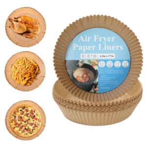 120pcs air fryer disposable paper liner,round baking paper for air fryer oil-proof, water-proof, food grade parchment for baking roasting microwave (wood pulp color, 6.3 inch)