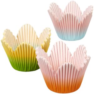 72 Ct Spring Easter Flower Petal Baking Cups Ombre